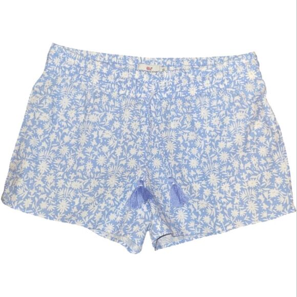 VINEYARD VINES linen Cotton Blend Blue White Floral Pull on Shorts XS - Picture 1 of 5